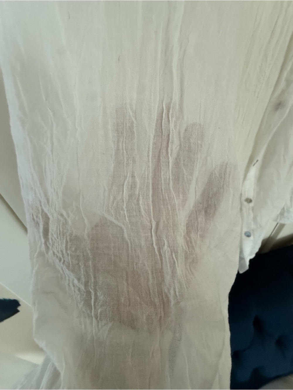 Sheer Lightweight White women's Button-Up swimsuit coverup - Picture 4 of 4